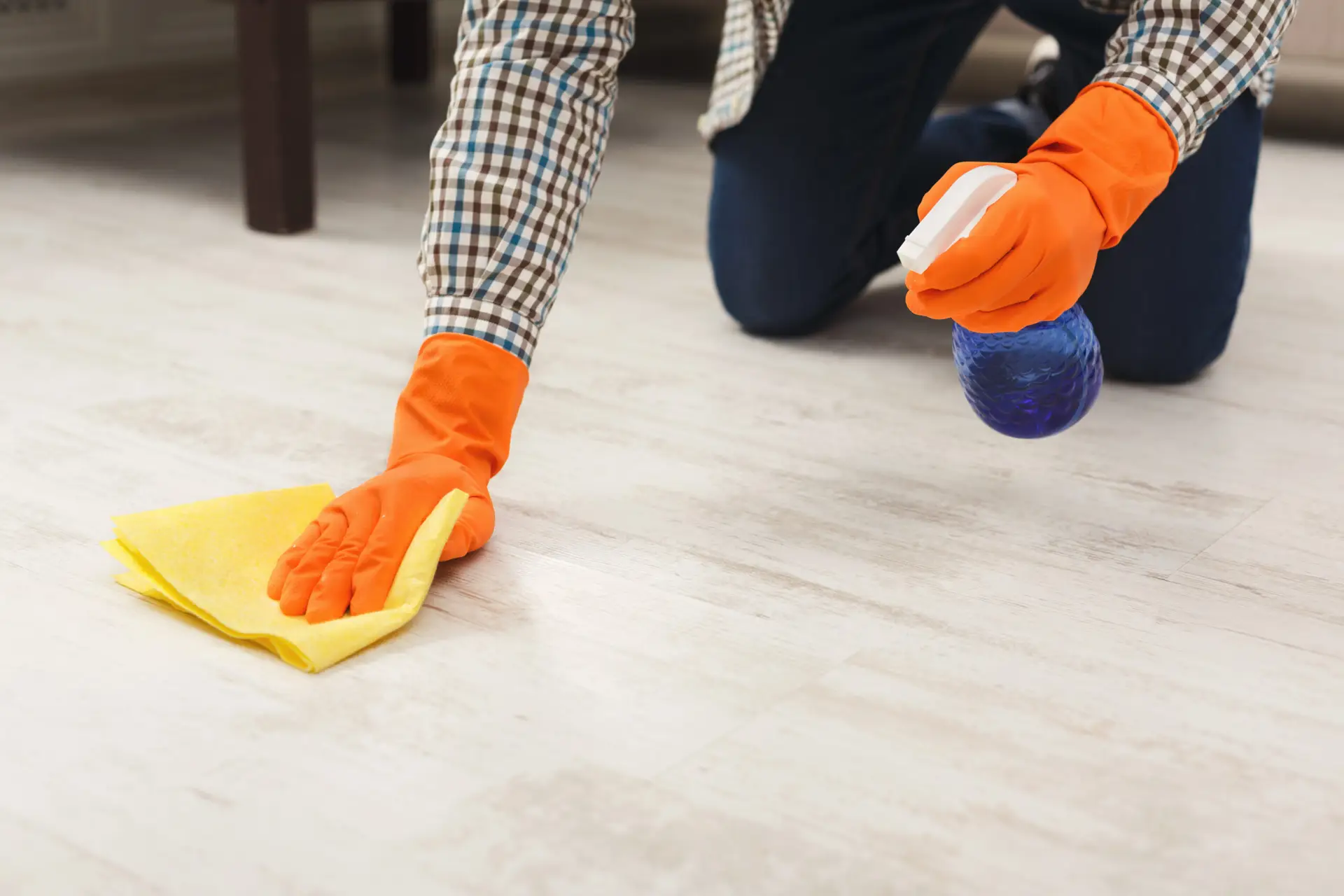 An Urgent Pro carpet cleaning provider in Perth treating a pet odour area with enzyme spray before extraction cleaning, with professional equipment visible in a realistic local service setting