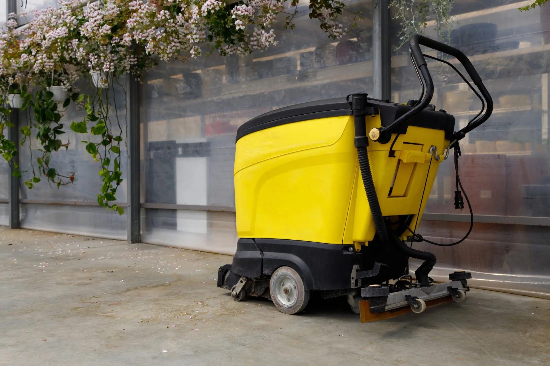 An Urgent Pro carpet cleaning provider in Sydney operating a hot water extraction machine across a carpeted living room, with professional equipment visible in a realistic local service setting