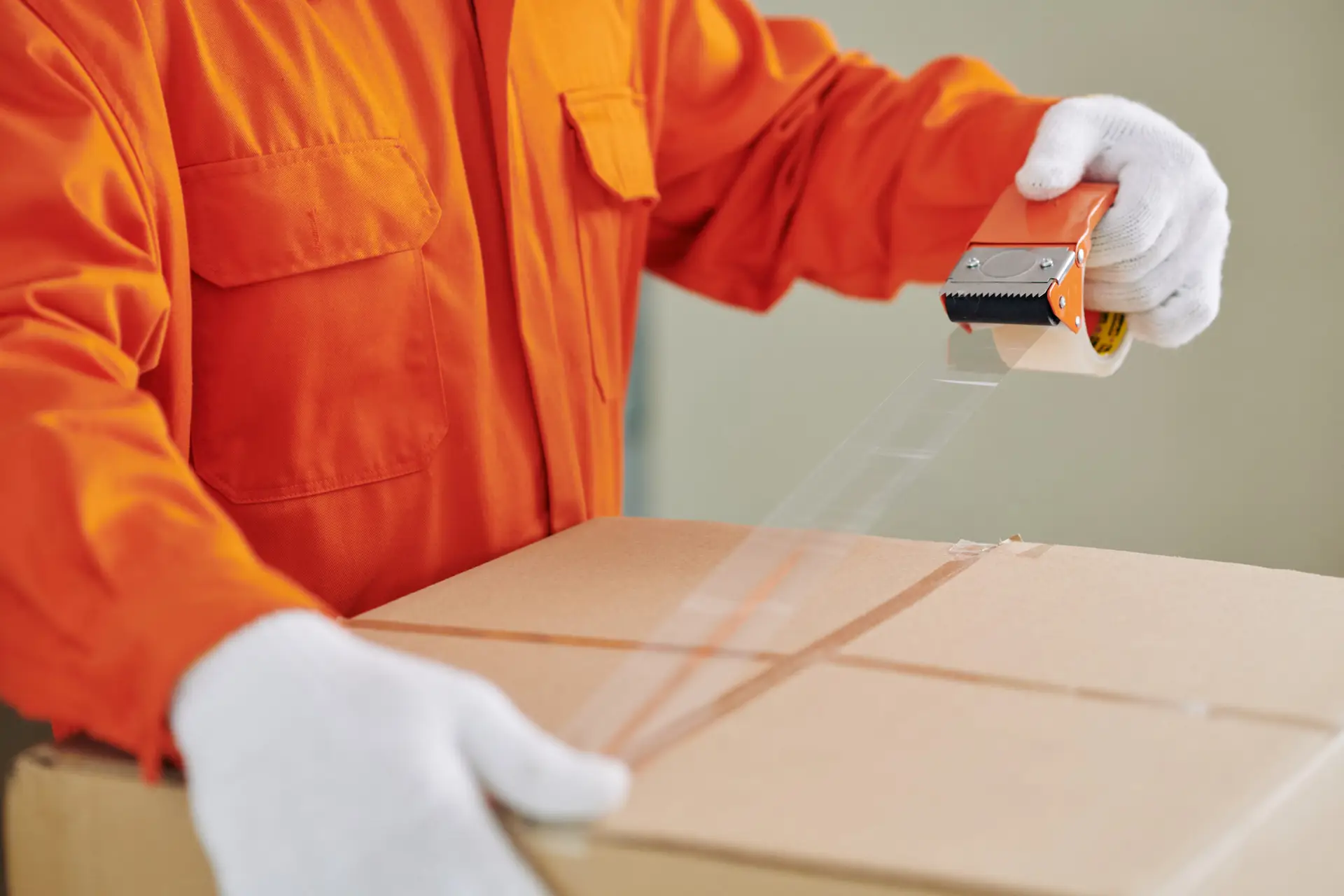 An Urgent Pro house removalists provider in Perth wrapping a tall wardrobe in moving blankets and plastic stretch wrap before loading, with professional equipment visible in a realistic local service setting